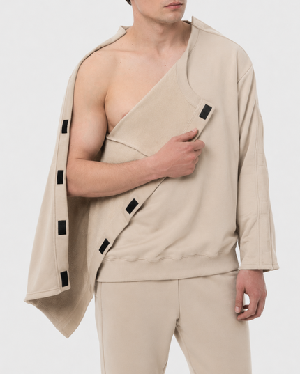 Men’s Post Surgery Adaptive Sweatshirt with Velcro Openings