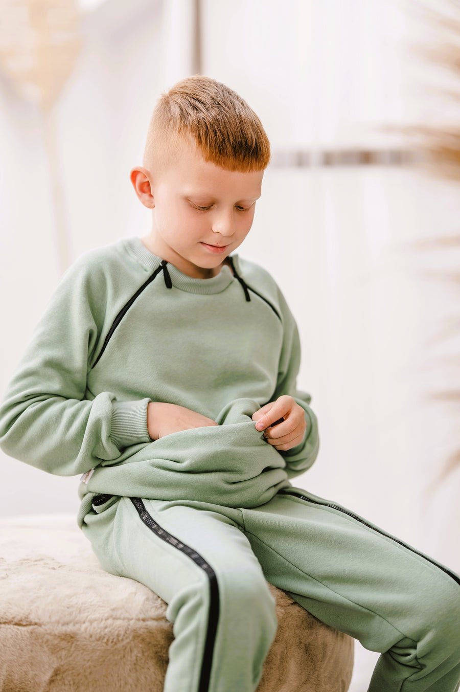 Adaptive Kids Sweatshirt with Double Front Zippers and Front Pocket
